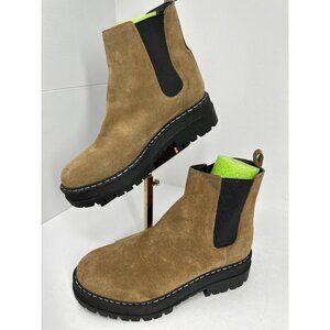 Marc Fisher LTD Privi Booties Women’s 9.5 Tan Leather Ankle Boots 2" Lug Sole